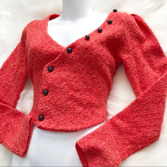 Anthropologie Sweaters - Anthropology Moth Sweater Orange Crop Button M